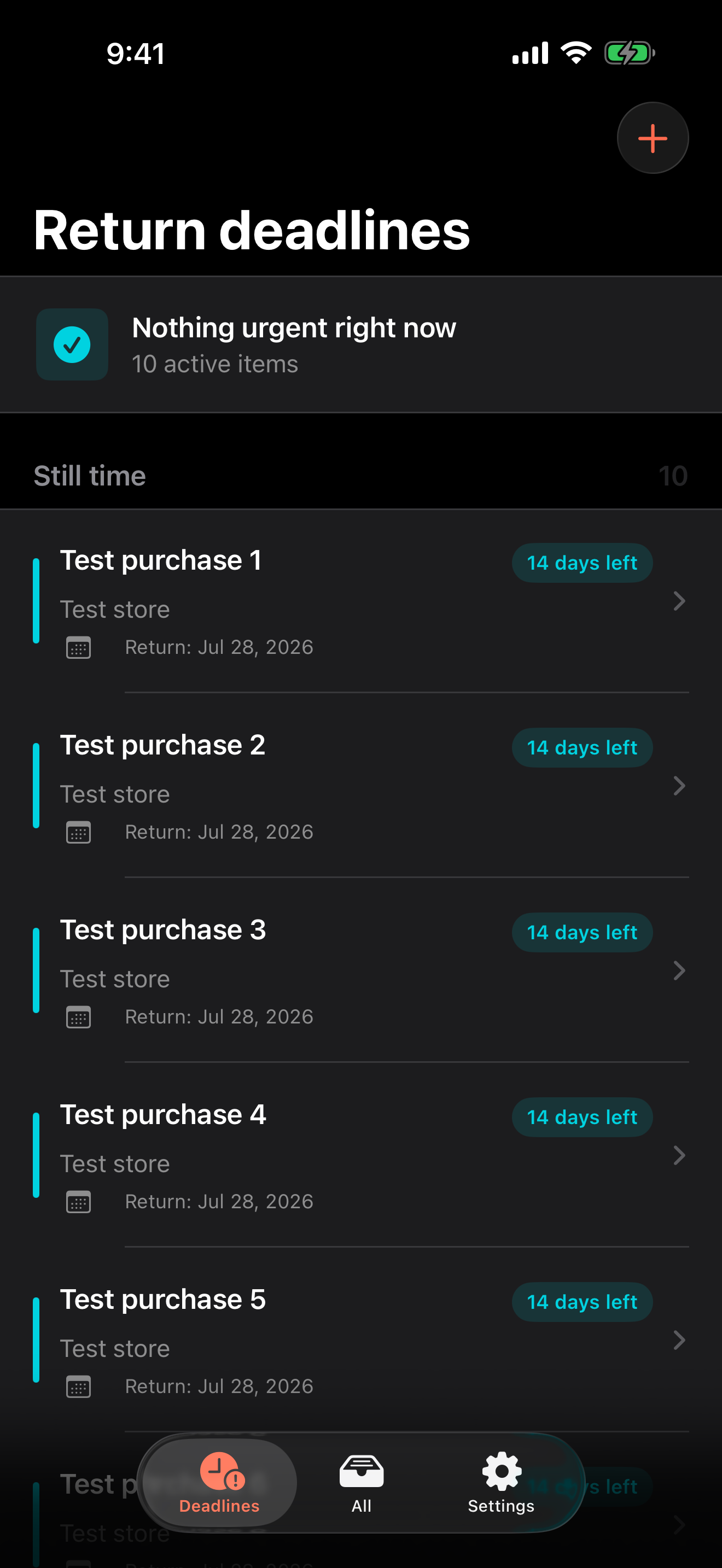 Return Memo home screen
